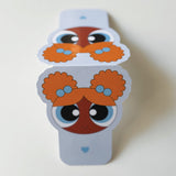 Afro Puff Girl Magnetic Bookmark Blue